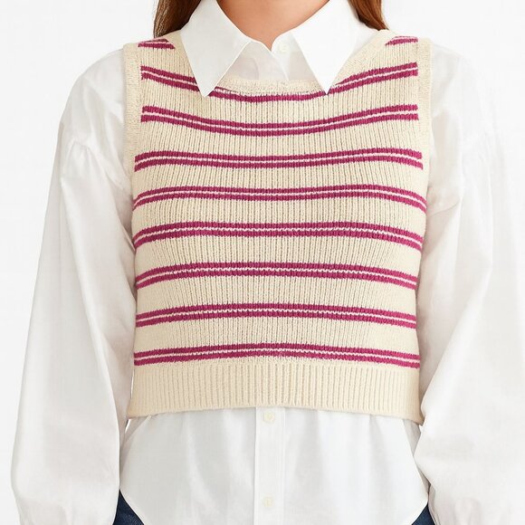 Revolve Song of Style by Aimee Song Red Striped Knit Sweater Vest Size M - Picture 1 of 5